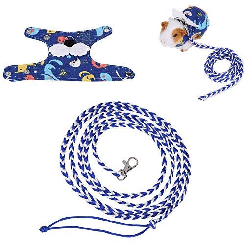 Squirrel Harness, Adjustable Cute Angle Wings Comfort Harness Vest Clothes with Leash Hamster Gerbil Rat Mouse Ferret Chinchilla Small Animal Walking Toy (Light Blue) - BeesActive Australia