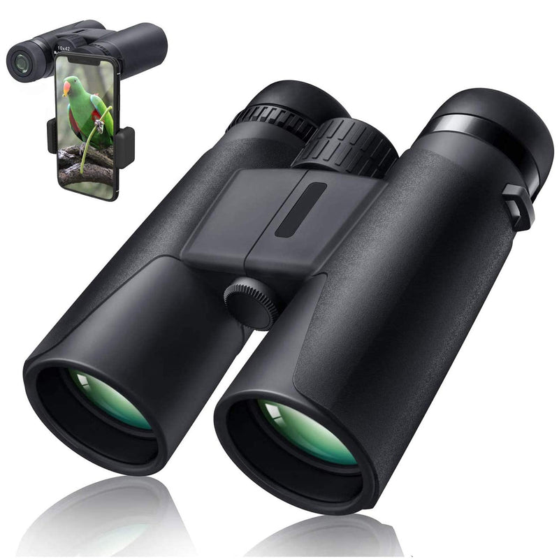 10X42 Professional Binoculars with Smartphone Adapter, Compact Waterproof Low Night Vision Binoculars for Adult Birds Watching Hunting Concert Travel - BeesActive Australia