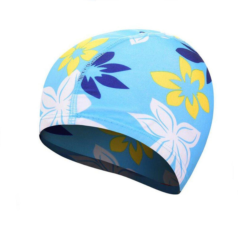 [AUSTRALIA] - Ewanda store Solid Color Lycra Swim Caps for Long Hair Pleated Cloth Swimming Cap Bathing Hat for Adult Men and Women #10 