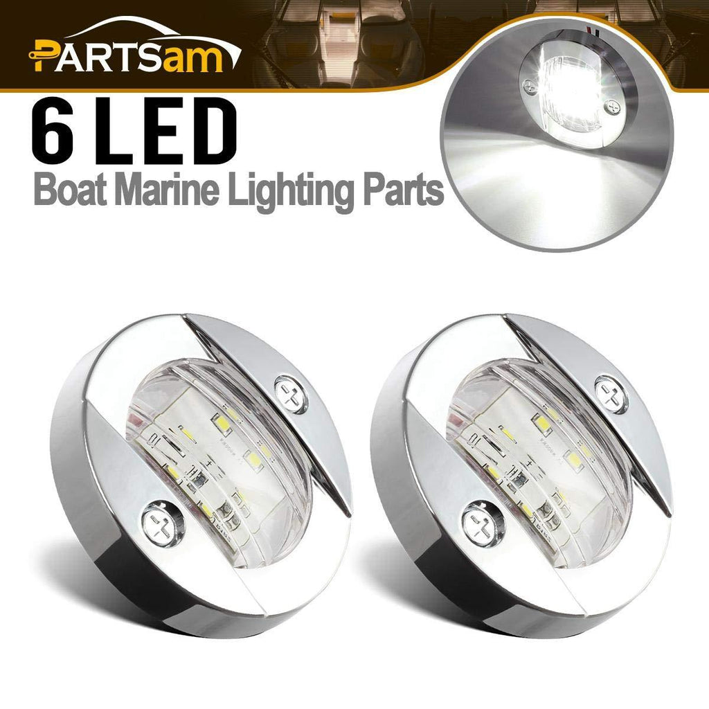 [AUSTRALIA] - Partsam 3inch Round Navigation Light Chrome Boat Marine LED Transom Mount Stern Lights Flush Mount(Pack of 2) 