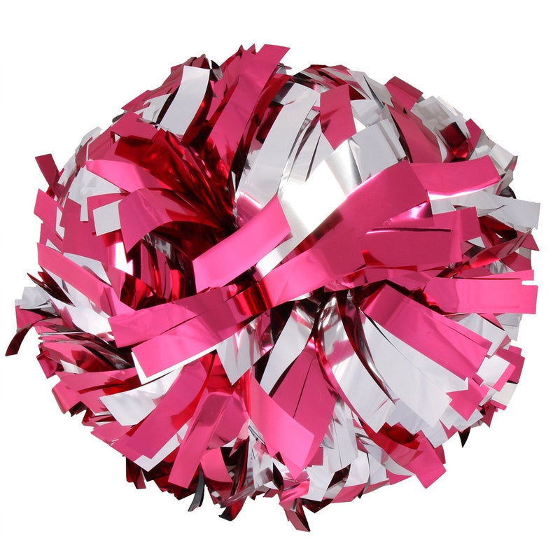 [AUSTRALIA] - ICObuty Metallic Cheerleader Cheerleading Pom Poms 6 inch 1 Pair 2 Pieces Pink-Silver 