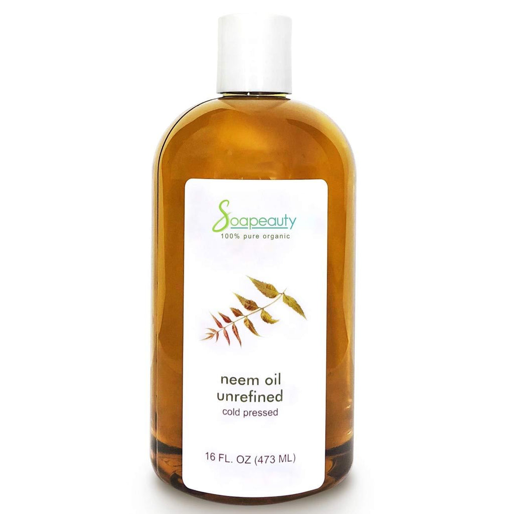 NEEM OIL Organic Cold Pressed Unrefined | 100% Pure Natural Neem Oil for Skin & Hair | Moisturizer for Skin, Promotes Hair Growth, Soap Making, Lotions | Sizes 4OZ to 1 GALLON | (16 OZ) - BeesActive Australia