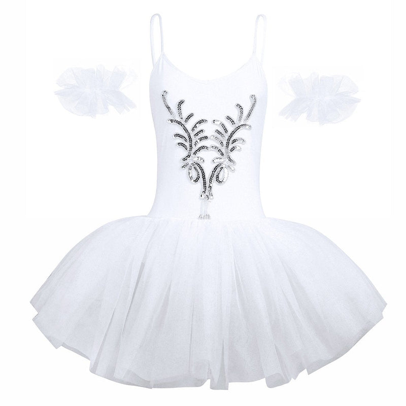 [AUSTRALIA] - iiniim Women Adult Swan Lake Costumes Ballet Dress Leotard Tutu Dance Dress with Arm Band Medium White 