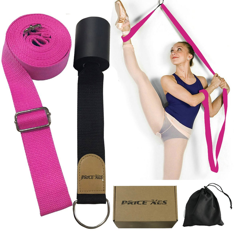 [AUSTRALIA] - Price Xes Adjustable Leg Stretcher Lengthen Ballet Stretch Band - Easy Install on Door Flexibility Stretching Leg Strap Great Cheer Dance Gymnastics Trainer Stretching Equipment Taekwondo Training rose 