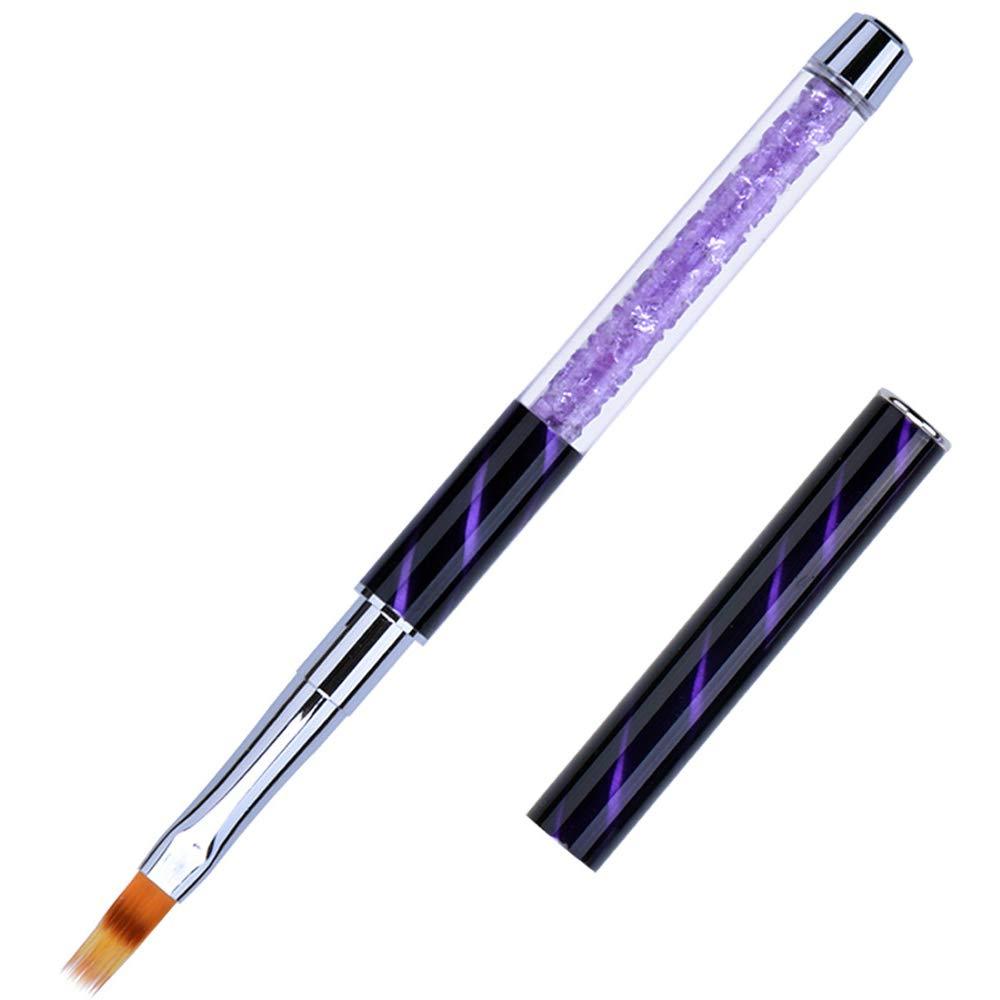 Ycyan 1Pcs UV Gel Nail Ombre Brush Rhinestone Handle Nylon Hair Professional Nail Art Tools Purple - BeesActive Australia