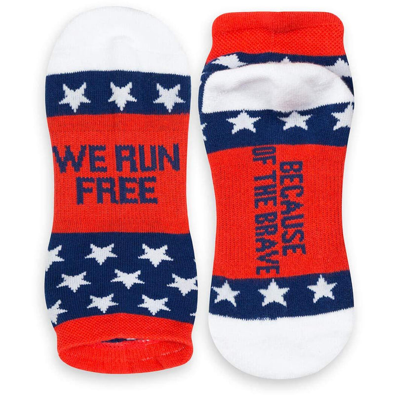 [AUSTRALIA] - Inspirational Athletic Running Socks | Women's Woven Low Cut | We Run Free | Red/White/Blue 