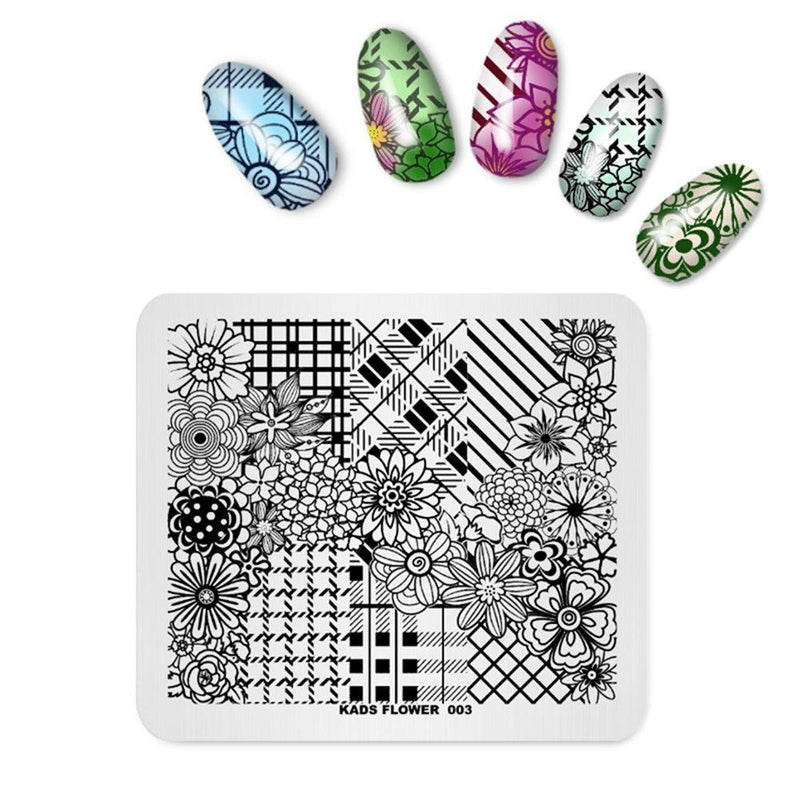 Rolabling Nail Art Stamping Plate Flower Stamp Plate for Nail Image Template Nail Art Decoration Tool Image Templates DIY Manicure Print Image Templates (color-3) color-3 - BeesActive Australia