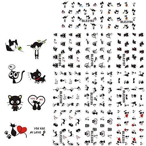 Rolabling Nail Art Stickers Different Cute Cartoon Designs Nail Water Transfer Decals (Color-3) Color-3 - BeesActive Australia