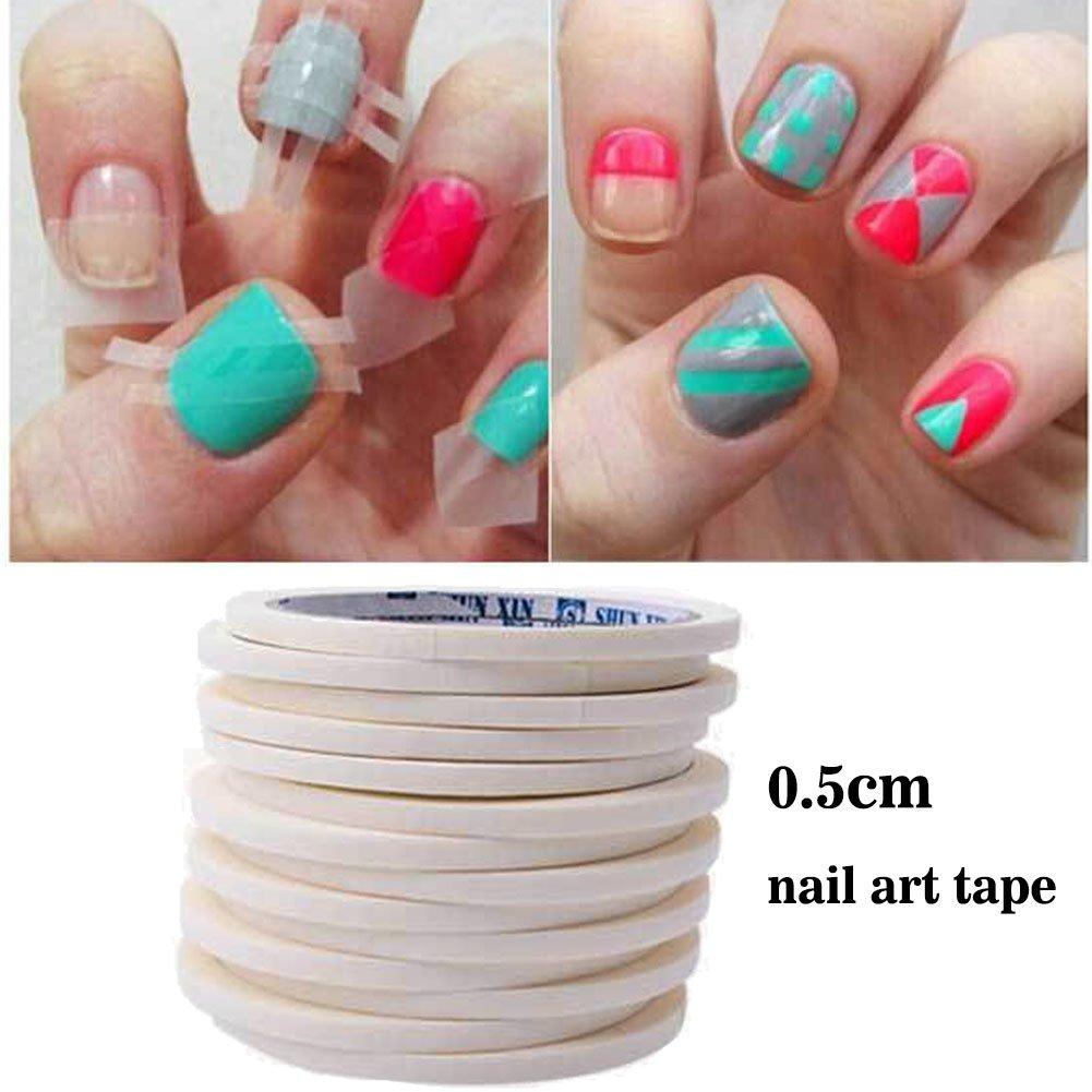 Lookathot Pack of 5 Soft Manicure Nail Art Tips Guide Tapes Striping Line Sticker Decor Tool DIY 0.05 17m - BeesActive Australia