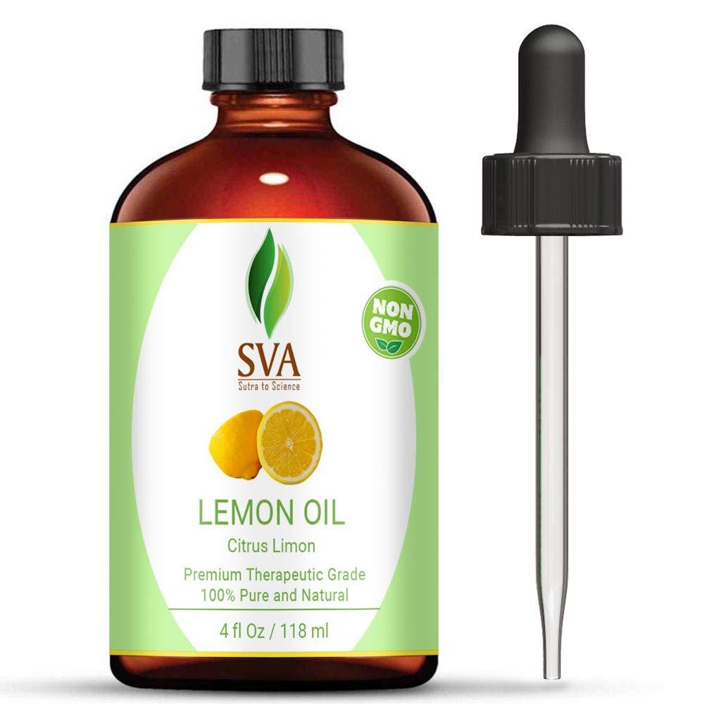 SVA 100% Pure Cold Pressed Lemon Essential Oil 4 OZ (118 ML) Virgin/Unrefined For Aromatherapy, Diffuser, Skincare, Haircare - BeesActive Australia