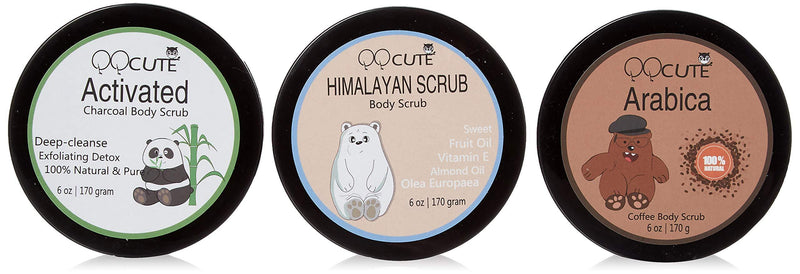 QQCute Himalayan Charcoal Coffee Body Scrub 3 in 1 set 18 oz with Essential Oil All Natural Salt Scrubs to Exfoliate & Moisturize Skin Birthday Gifts for Women Great Gift Set for Girlfriend - BeesActive Australia