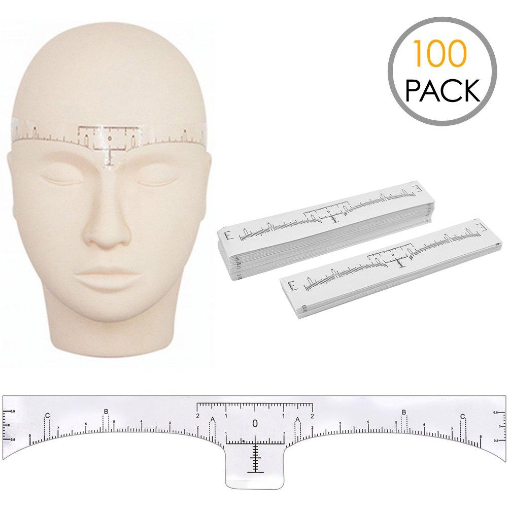 100 Pack Eyebrow Ruler, KINGMAS Disposable Brow Ruler Microblading Adhesive Eyebrow Sticker Stencil Guide Measuring Tool - BeesActive Australia