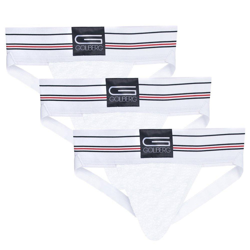 [AUSTRALIA] - GOLBERG Athletic Supporter - Naturally Contoured Waistband - 3 Packs of Multiple Colors Large / 38-42 Waist Arctic White 