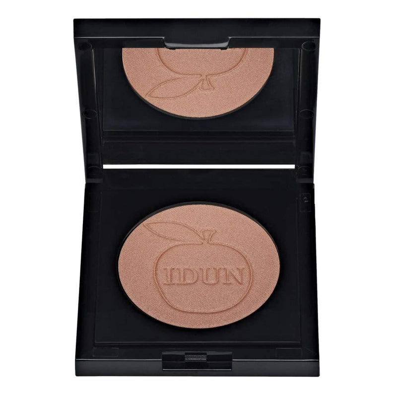 IDUN Minerals Bronzer, Midnattssol - Highly Pigmented Pressed Powder, Illuminating Finish - Sculpt Cheeks For Sunkissed Glow - Ultra-Purified, Safe for Sensitive Skin, Built-in Mirror - Tan, 0.16 oz - BeesActive Australia