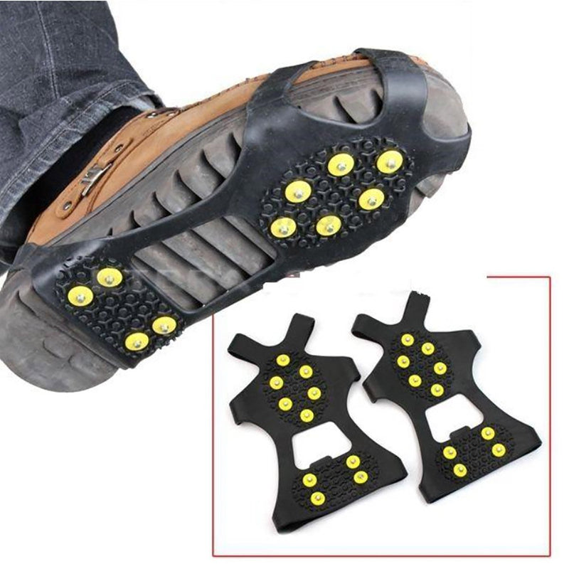 LEEBEI 2Pcs Non-Slip Shoe Cover,Ice Snow Grippers,Over Shoe Boot Traction Cleat Rubber Spikes Mountaineering Non-Slip Shoe Cover 10-Stud Slip-on Stretch Footwear (Medium (Shoes Size:W 7-10/M 5-8)) Medium (Shoes Size:W 7-10/M 5-8) - BeesActive Australia
