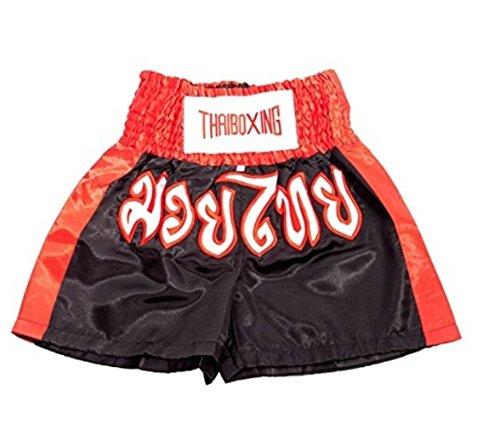 [AUSTRALIA] - asmanjune Kids Muay Thai Boxing Shorts Kick Boxing Trunks Satin Black & red Size s 