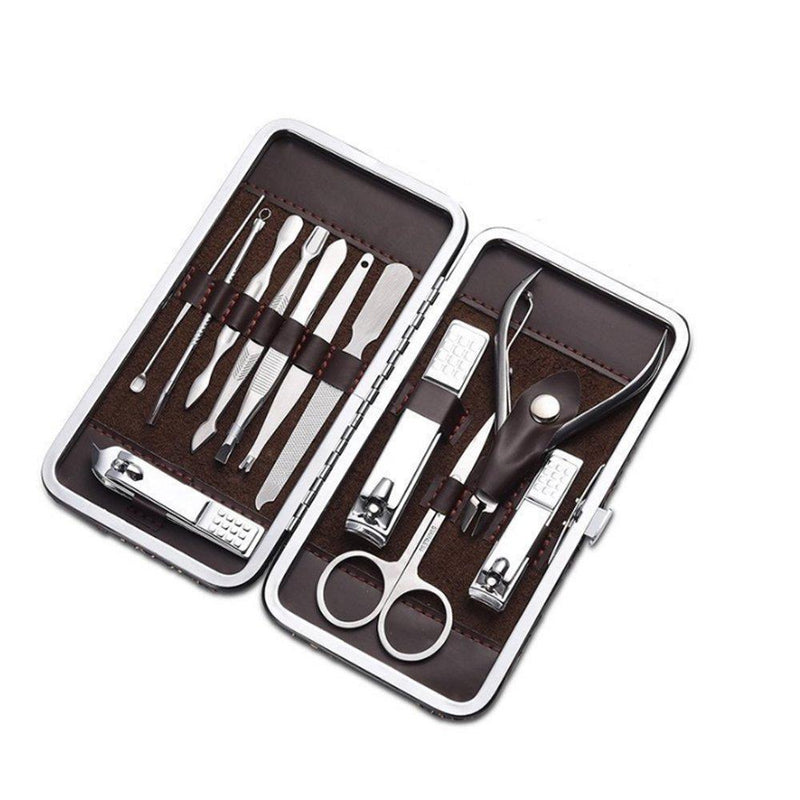 Cater Manicure, Nail Clippers Set of 12Pcs, Professional Grooming Kit, Nail Tools with Luxurious Travel Case (12) - BeesActive Australia