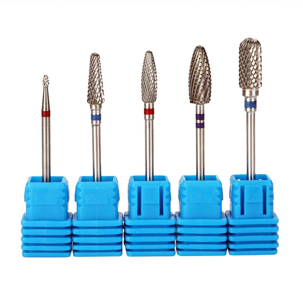 Gimiton 5pcs Bullet Tungsten Carbide Burrs Nail Drill Bit 3/32" Rotate Bits For Manicure Nail Drill Accessories Milling Cutter - BeesActive Australia