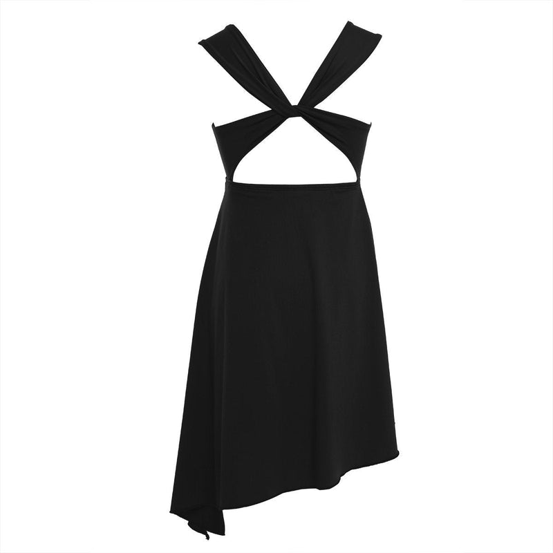 [AUSTRALIA] - iiniim Girls Cross Back Leotard Irregular Lyrical Dance Dress Ballerina Outfit Dancewear Costumes Asymmetrical Skirt Black 12 