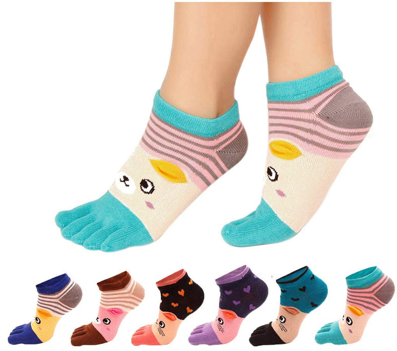 HONOW Women's Low Cut Toe Socks Ankle Cotton Running Socks(Pack of 5/6) Color 10 (Ankle Length) - BeesActive Australia