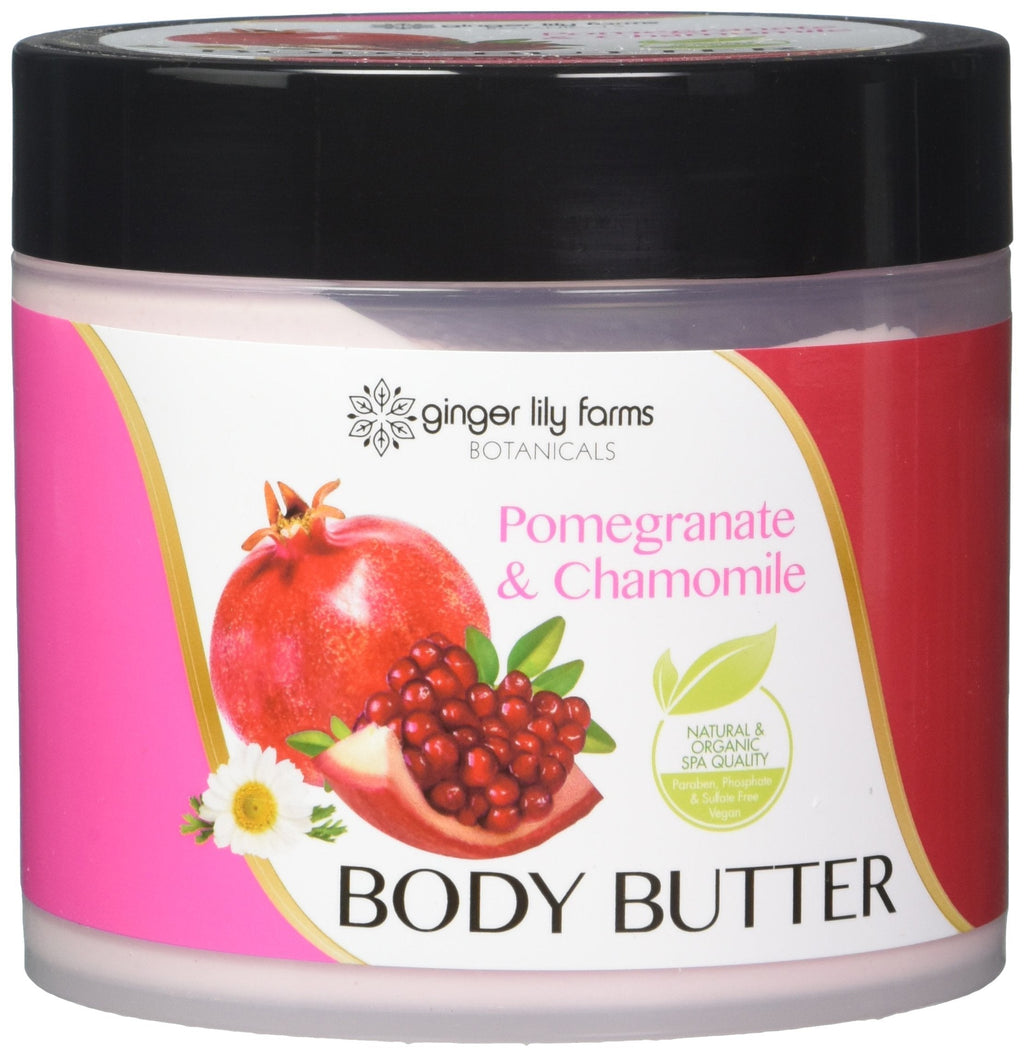 Ginger Lily Farms Botanicals Body Butter for Dry Skin, Ultra-Hydrating, 100% Vegan & Cruelty-Free, Pomegranate & Chamomile Scent, 15.5 Ounces - BeesActive Australia