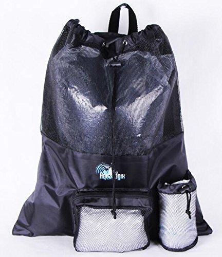 AquaLogix Mesh Cinch Bag - Rubberized Mesh and Durable Nylon - Exterior Zippered Pocket and Bottle Holder - BeesActive Australia