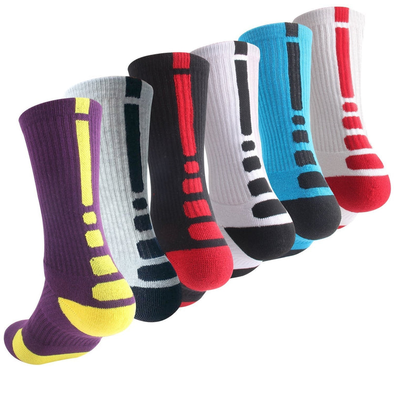 [AUSTRALIA] - Boys Sock Basketball Soccer Hiking Ski Athletic Outdoor Sports Thick Calf High Crew Socks Multipack 6 Pack - Style C 