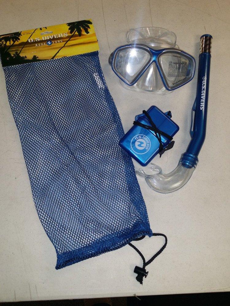 [AUSTRALIA] - Aqua Lung Santa Cruz Jr. Mask/Eco Jr. Snorkel Asst Blue with Waterproof ID Holder 