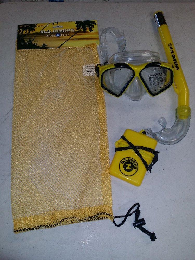 [AUSTRALIA] - Aqua Lung Cozumel III/Fiji Mask/Eco Jr. Snorkel Asst Yellow with Waterproof ID Holder 