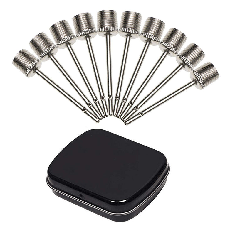 Mini Skater air Pump Standard Needles Nozzle Adaptor Inflator Kit Basketball Rugby Ball Inflating Needle Set Replacement Carry with Black Tin Container,Silvery Stainless Steel 12Pcs/Case - BeesActive Australia