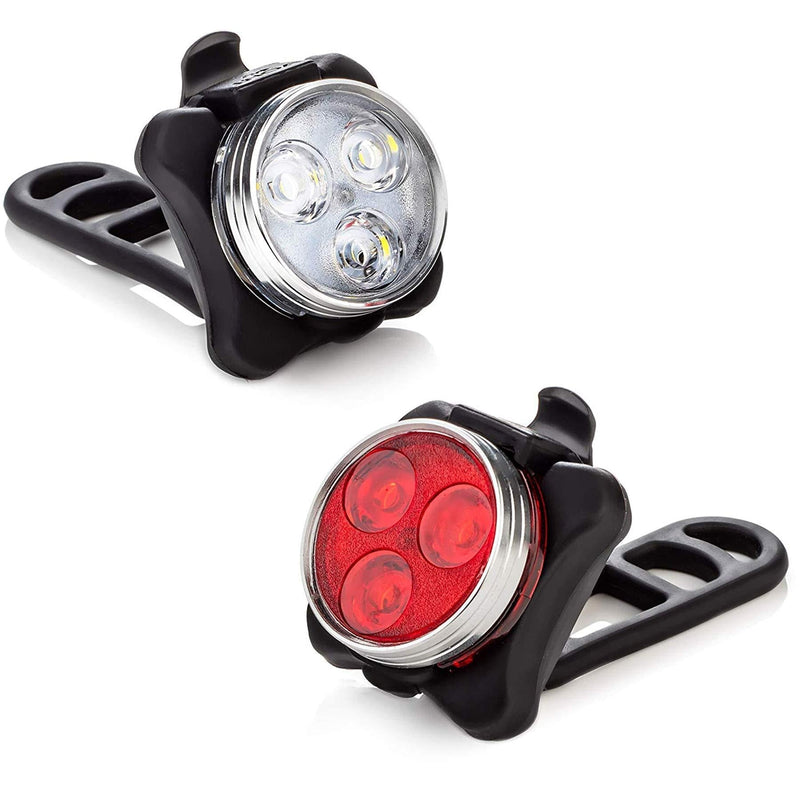 Vont 'Pyro' Bike Light Set, USB Rechargeable, Super Bright Bicycle Light, Bike Lights Front and Back, Bike Headlight, 2X Longer Battery Life, Waterproof, 4 Modes (2 Cables, 4 Straps) - BeesActive Australia