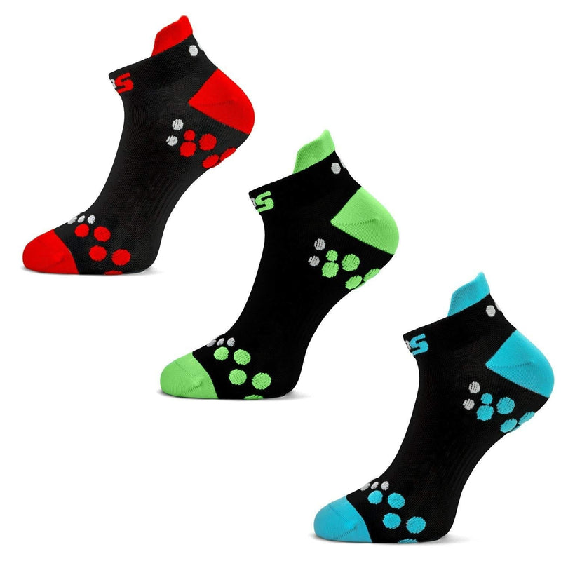 [AUSTRALIA] - SLS3 Athletic Low Cut Running Socks | Sport Bike Sock 3-Pack | Moisture Wicking Cycling Socks | Sport Gym Socks Multicolor Large 