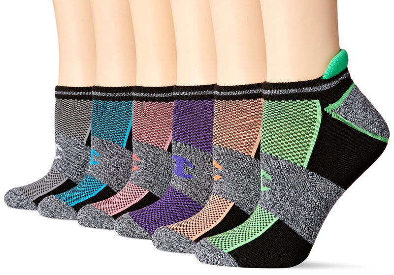 Champion Women's Double Dry 6 or 12 Pack Performance Heel Shield Socks Grey/Pink Assorted (6 Pack) 5-9 - BeesActive Australia