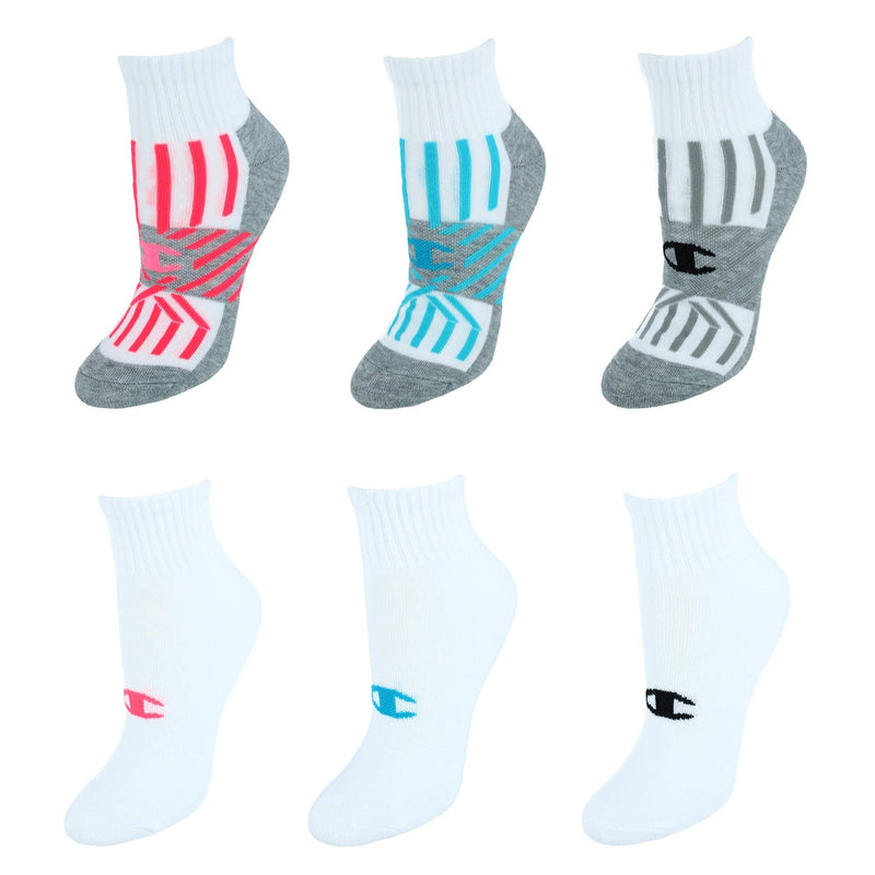 Champion womens Ankle (Pack of 6) 5-9 White/Blue Stripes - BeesActive Australia