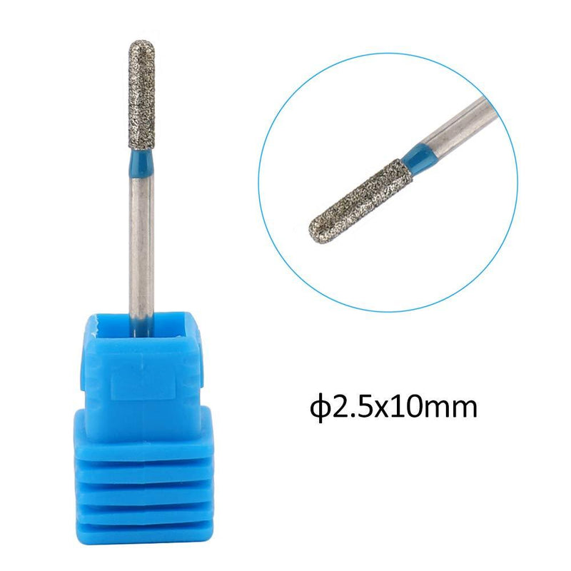 NMKL38 Diamond Nail Drill File Bit Small Barrel Burr Smooth Top Cuticle Cleaning Bit for Electric Drill Machine Manicure Pedicure (2.5x10) 2.5x10 - BeesActive Australia