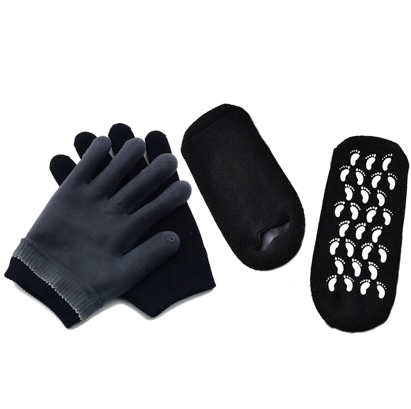 4pcs Touch Screen Moisturizing Gloves Gel Moisturizing Spa Socks Spa Gloves Gel Socks for Dried Cracked Feet and Hands(Black) Black - BeesActive Australia