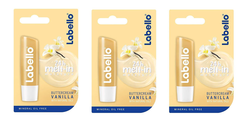 (Pack of 3) Labello Vanilla Buttercream Caring Lip Balm wit Shea Butter & Vanilla Aroma 4,8g - BeesActive Australia