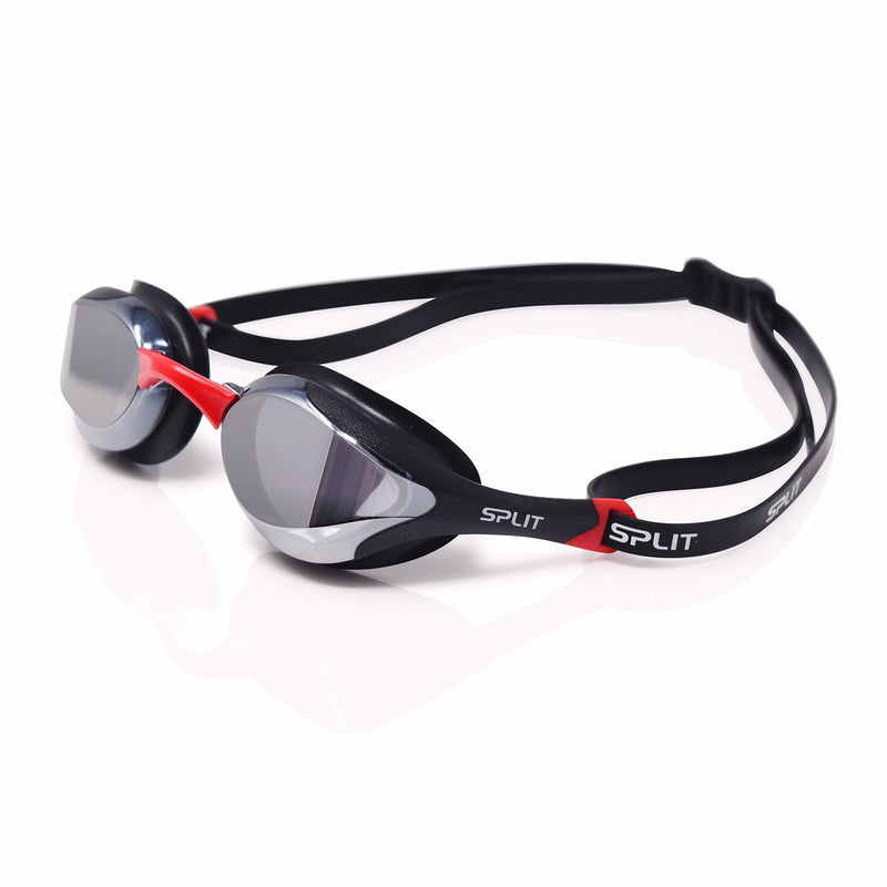 Fluidix Swimming Goggles | Low Profile, Comfy & Adjustable Fit | Hydrodynamic Wide Angle Lenses | Anti Fog Black/Red - BeesActive Australia