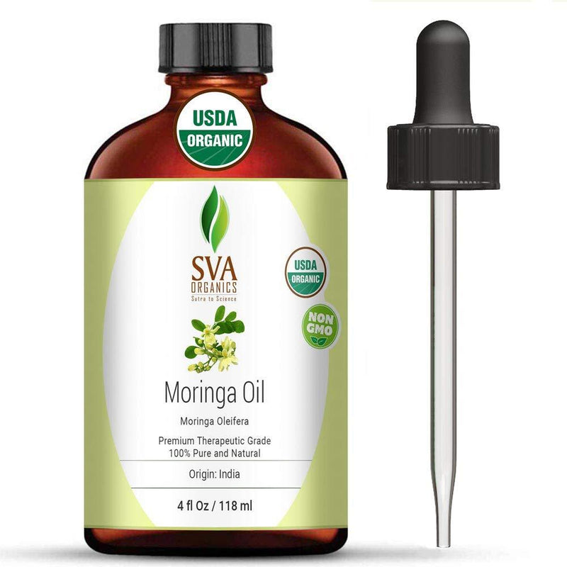 SVA Organics Moringa Oil 4 Oz Organic 100% Pure & Natural Carrier Oil Authentic & Premium Therapeutic Grade Oil for Skin Care, Hair Care, Aromatherapy & Masssage - BeesActive Australia