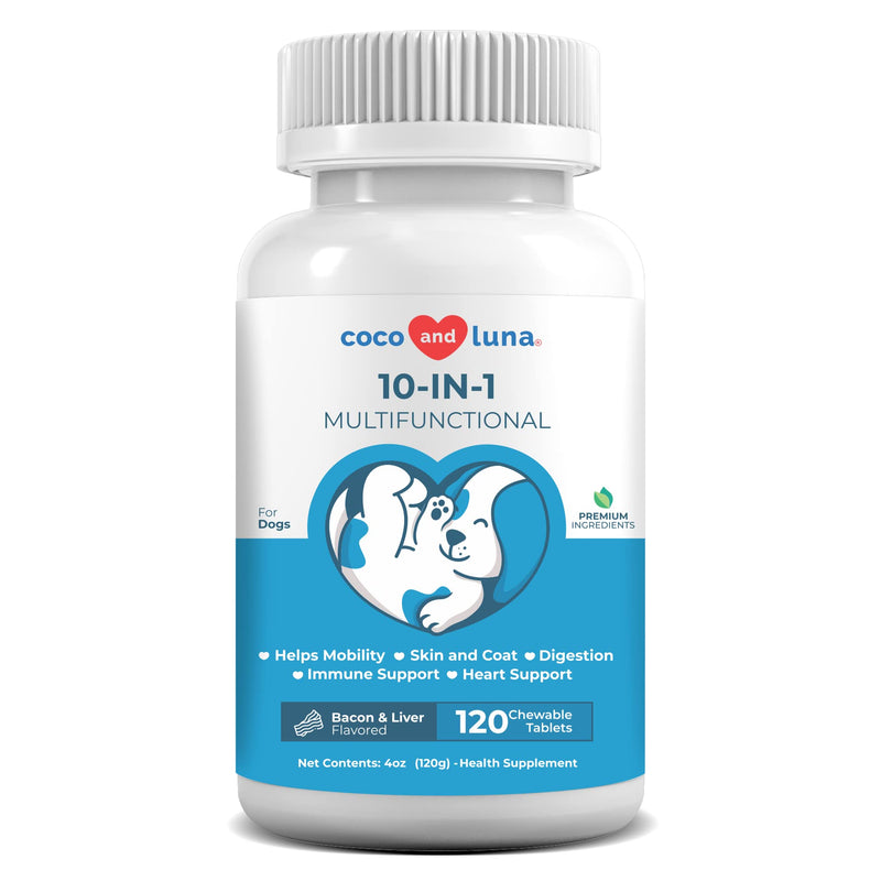 10 in 1 Multivitamin for Dogs - Multivitamin for Dogs, Glucosamine, Vitamin C for Dogs, Dog Vitamins and Supplements, Milk Thistle for Dogs, DHA, EPA, Vitamin B for Dogs, Dog Immune Supplement Tablet 120 Tablets - BeesActive Australia