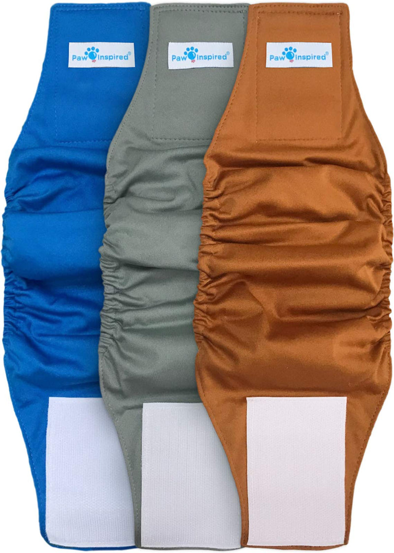 Paw Inspired Male Dog Wraps Washable, Belly Band for Dogs | Washable Dog Diapers, Reusable Male Wraps for Dogs l Cloth Male Dog Diapers for Marking and excitable Urination Small (3 ct.) Assorted (White Lining) - BeesActive Australia