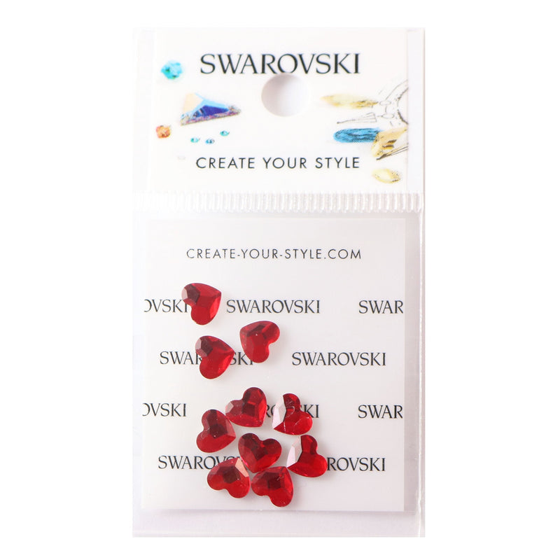 Swarovski 2808 Heart Crystals Nail Art Flatbacks Rhinestones, Light Siam 6mm Pack of 10pcs w/Retail Packaging - BeesActive Australia