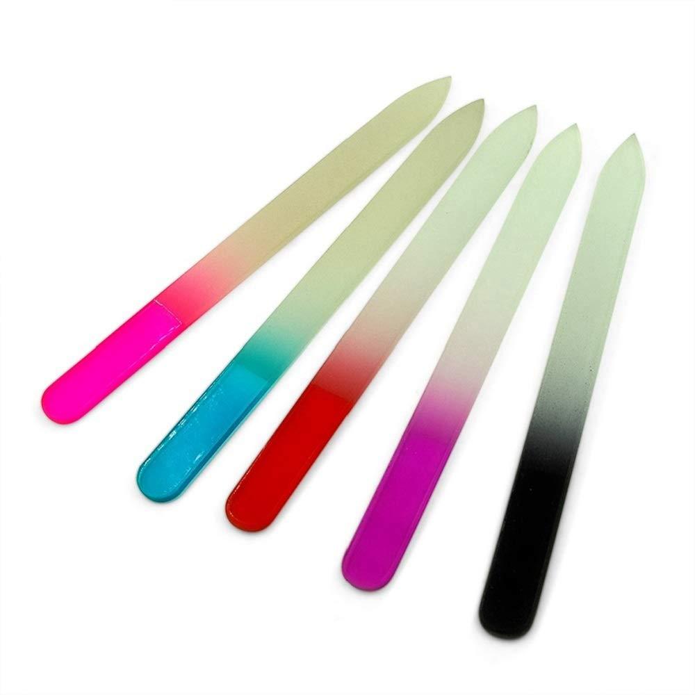 Rolabling Set of 5 Crystal Glass Nail Files Doubled Sized Nail Buffers for Natural and Artificial Nail Care - BeesActive Australia