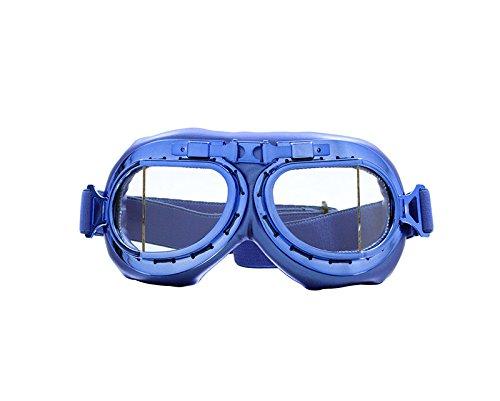 CRG Sports Vintage Aviator Pilot Style Motorcycle Cruiser Scooter Goggle T08 - Parent Blue Clear - BeesActive Australia