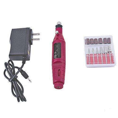 Nail Drill, 6 in 1 Professional Pen Shape Electric Nail File Manicure Pedicure Kit Handpiece Grinder with Polishing Tools(Red) Red - BeesActive Australia