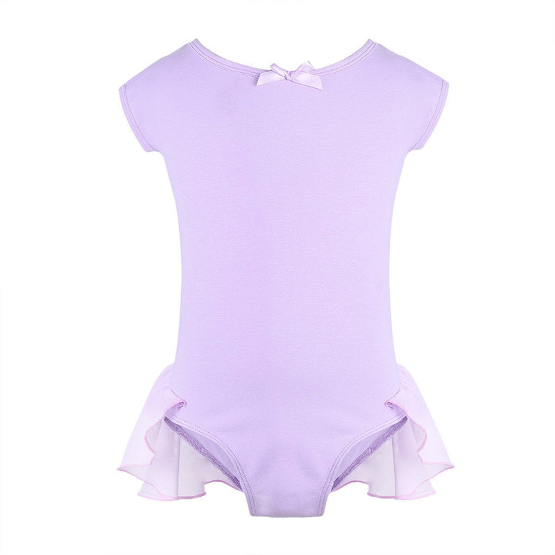 [AUSTRALIA] - TiaoBug Kids Girls Cap Sleeves Leotard Skirted Cotton Baby Clothes Ballet Dance Gymnastics Bodysuit Undergarment Dancewear Lavender 2 / 3 