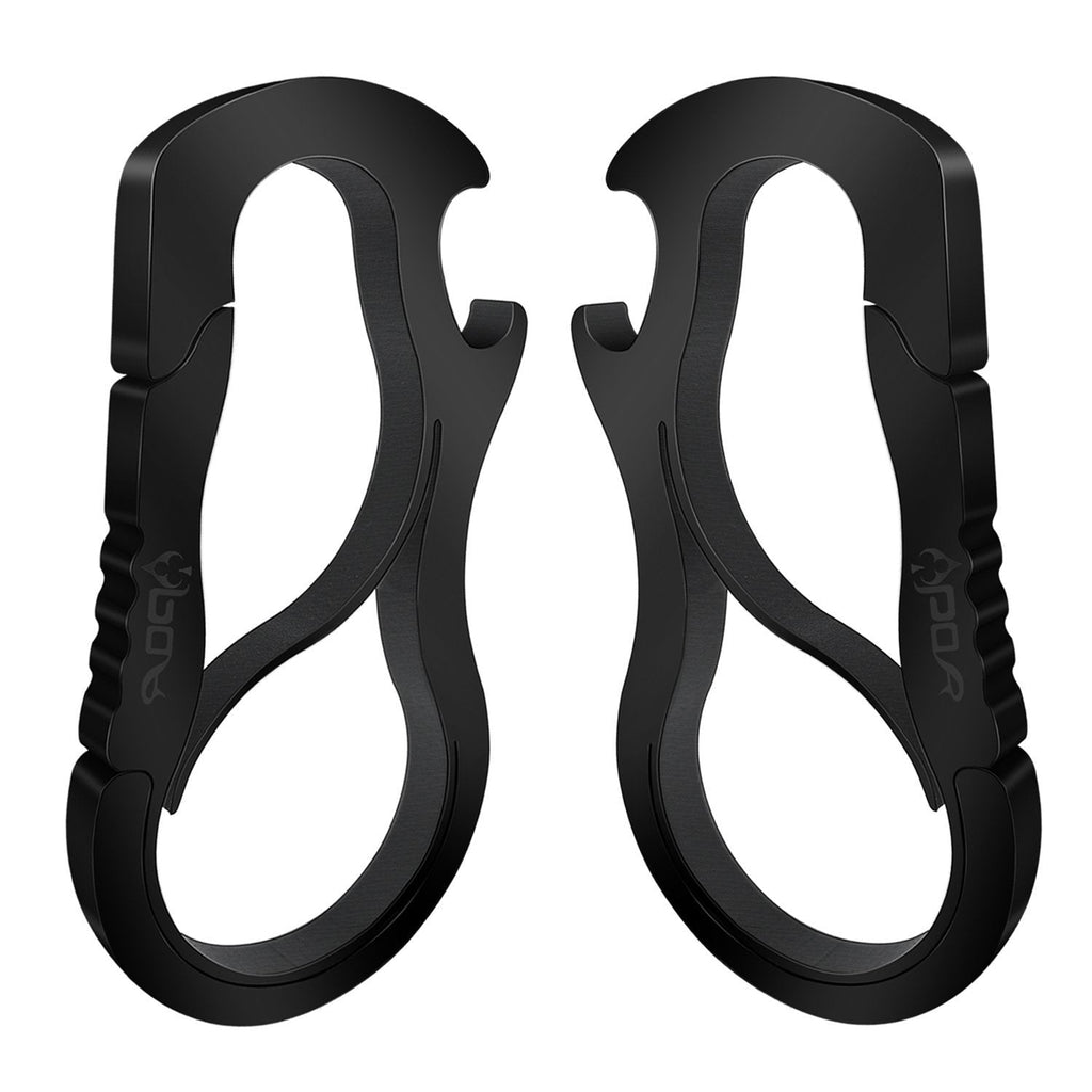 Apor Full Stainless Steel Anti-Lost Carabiner Key Chain Mutil Tools with Bottle Opener for Home 2 Pcs Black - BeesActive Australia