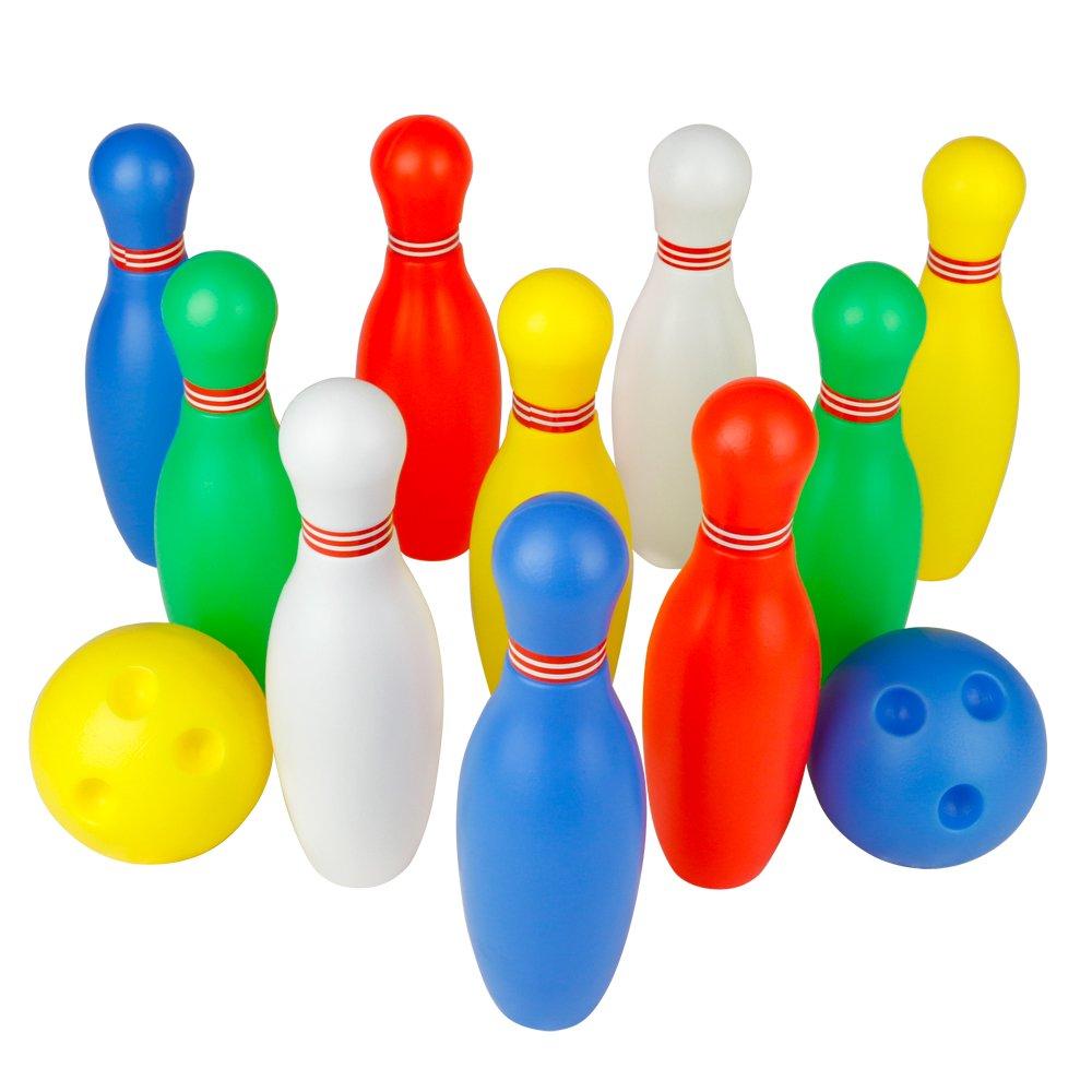 Bowling Pins Ball Toys Small Plastic Bowling Set Fun Indoor Family Games with 10 Mini Pins and 2 Balls Educational Toy Birthday Gift for Kids Baby Toddlers Boys Girls Children 3 4 5 6 Years 12Pcs - BeesActive Australia