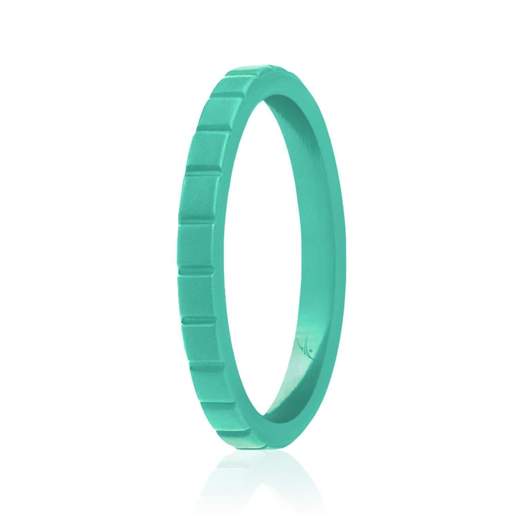 ROQ Silicone Wedding Ring for Women, Affordable Thin Line and Point Stackable Silicone Rubber Wedding Bands, 8, 4 & Single Packs Line: Turquoise 4 - 4.5 (15.3mm) - BeesActive Australia