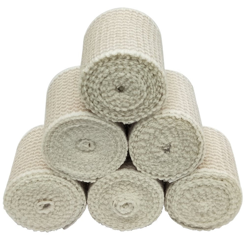 ZJCCTO Elastic Bandage 6 Pack. 2 Inches Wide x (13 to 15 ft. when stretched) with Hook and Loop on Both Ends, Latex Free Bandage. Perfect Compression Wrap for Varicose Veins,Sprained Ankle - BeesActive Australia